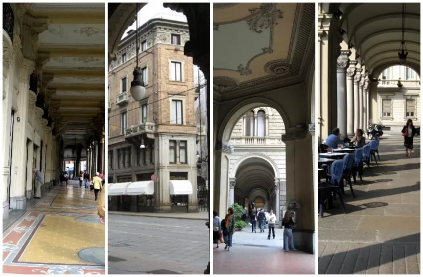 Collage dei principali portici di Torino