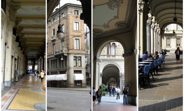 Collage dei principali portici di Torino