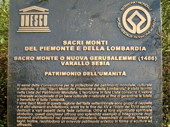 Targa Unesco Sacri Monti