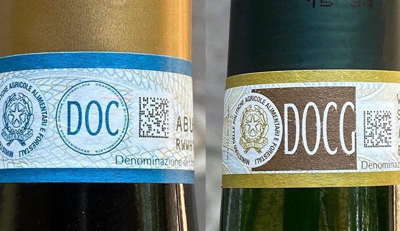Etichette bottiglie vino Doc e Docg