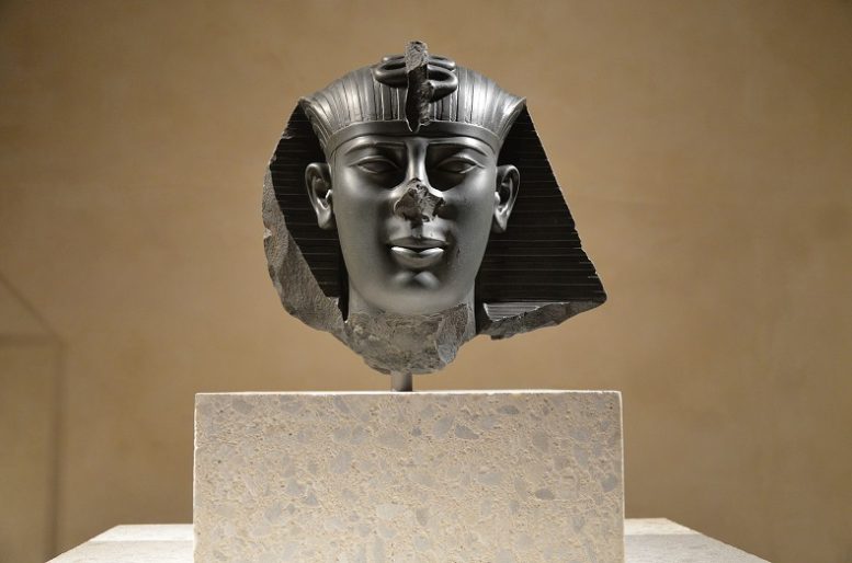 Testa di una statua egizia al museo di Berlino