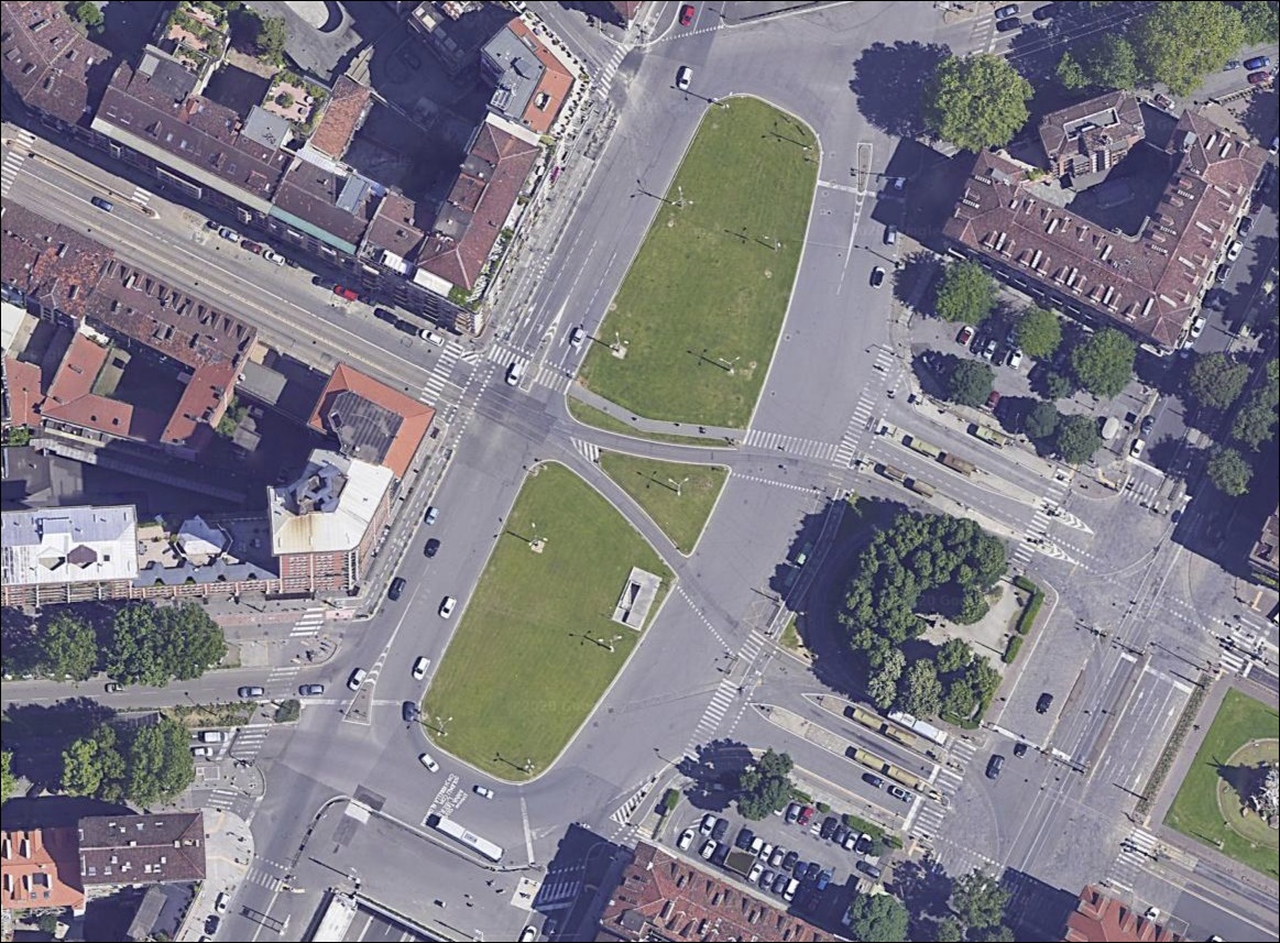 piazza Statuto Torino vista dall'alto dal satellite