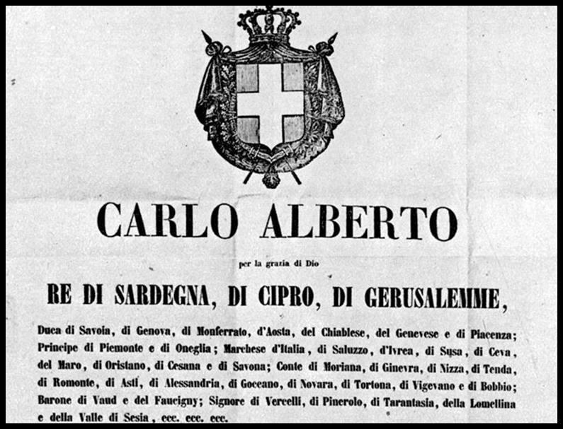 Torino 4 Marzo 1848: emanato lo Statuto Albertino
