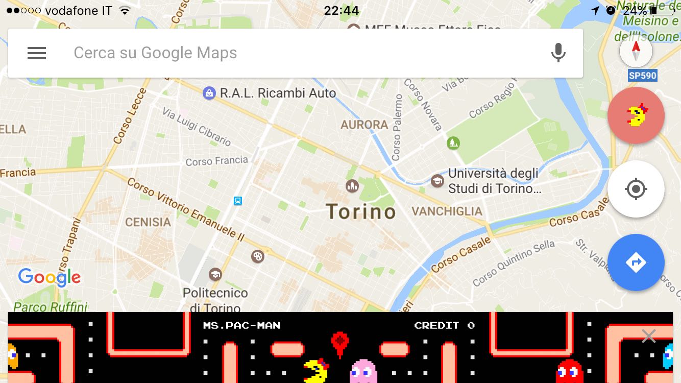 Pac Man su Google Maps: a Torino il pesce d'Aprile firmato Google