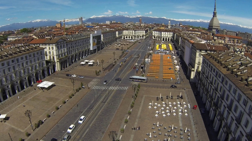 Piazza Vittorio Veneto a Torino vista dall'alto