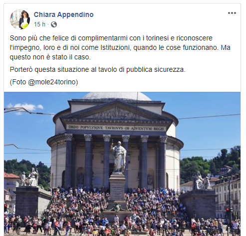 Post Facebook Chiara Appendino