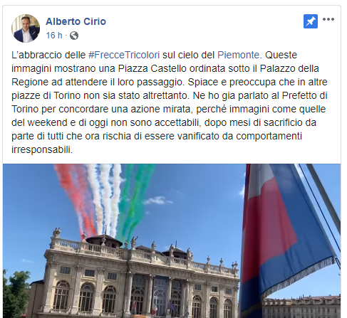 Post Facebook Alberto Cirio