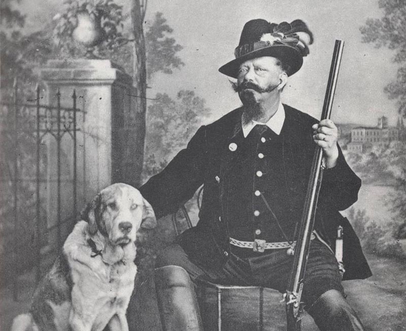 Vittorio Emanuele II a caccia col suo cane 