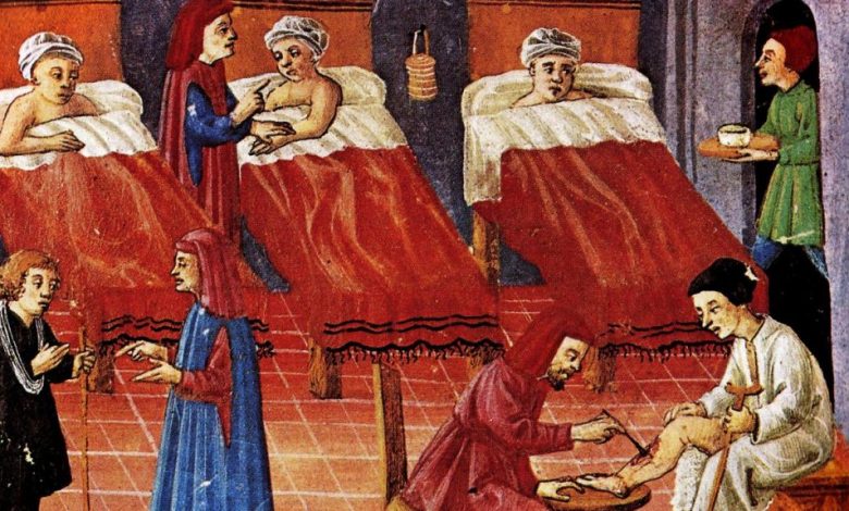 dipinto di malati di peste a letto