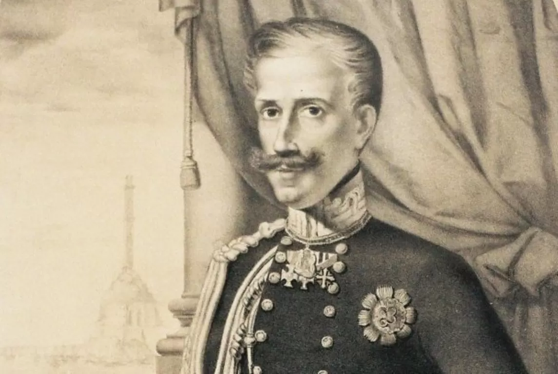 Ritratto in bianco e nero di Carlo Alberto di Savoia