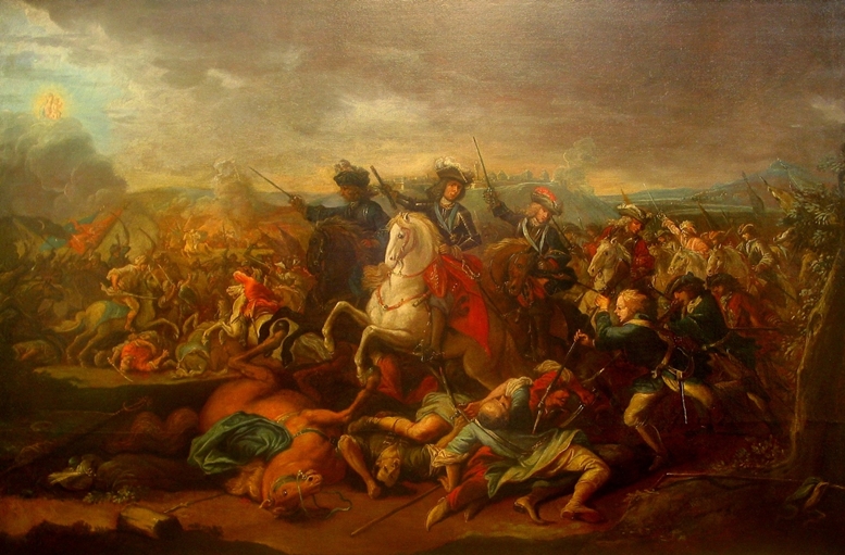 Eugenio di Savoia a cavallo in battaglia 