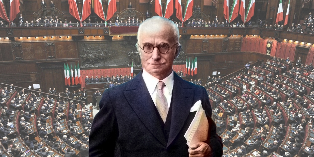 Luigi Einaudi davanti alla Camera dei Deputati