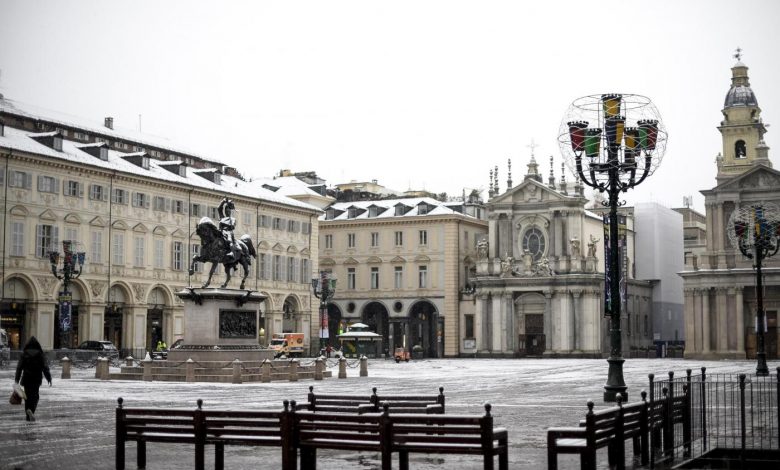Piazza San Carlo con la neve