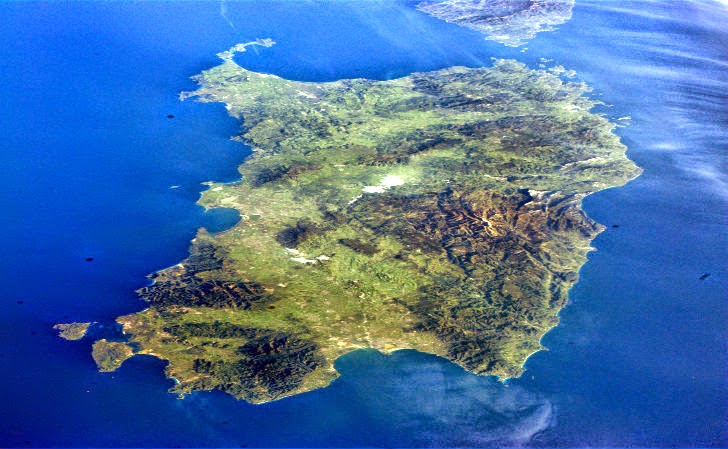 Isola della Sardegna vista dall'alto