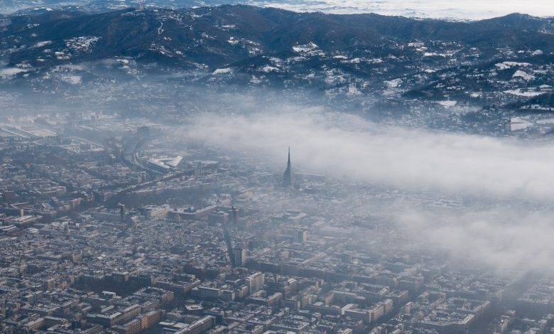 Torino smog vista dall'alto