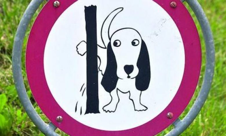 Cartello con divieto cane urinare