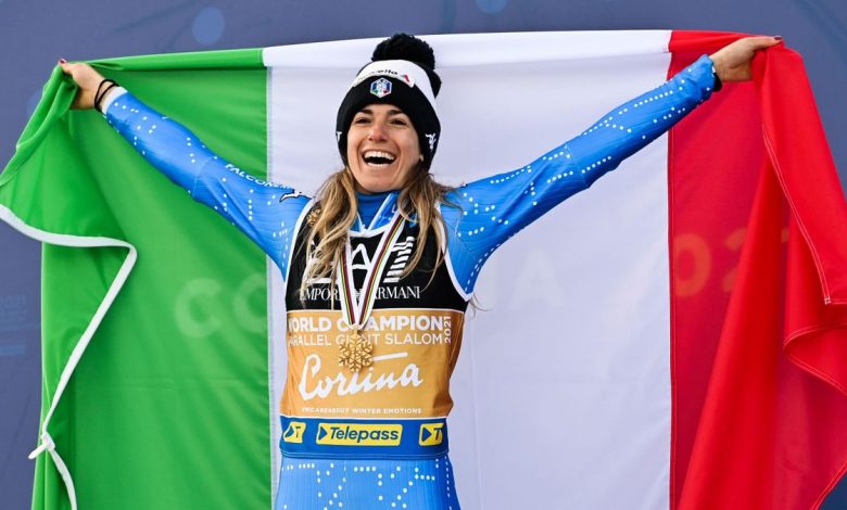 Marta Bassino esibisce tricolore italia
