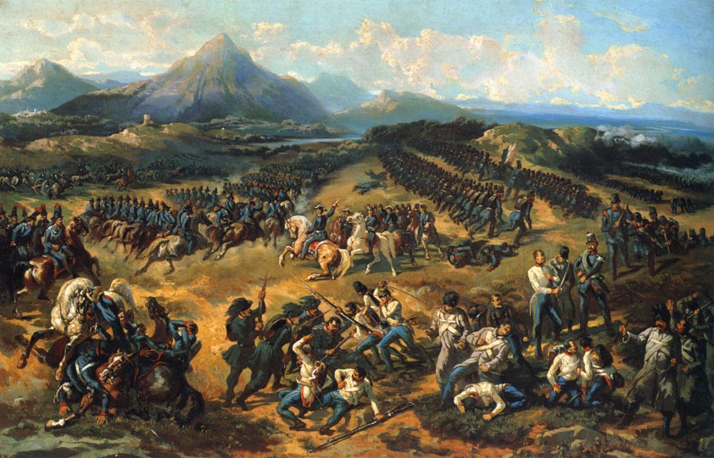 Quadro della prima guerra di Risorgimento tra truppe Piemontesi e Austriaci