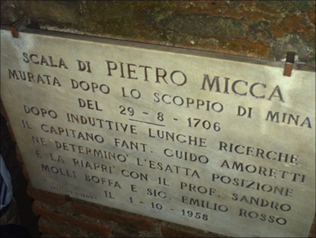 Targa in ricordo di Pietro Micca all'interno del Museo