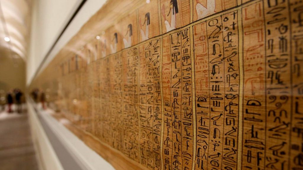 Papiro Antico Egitto esposto al Museo Egizio di Torino
