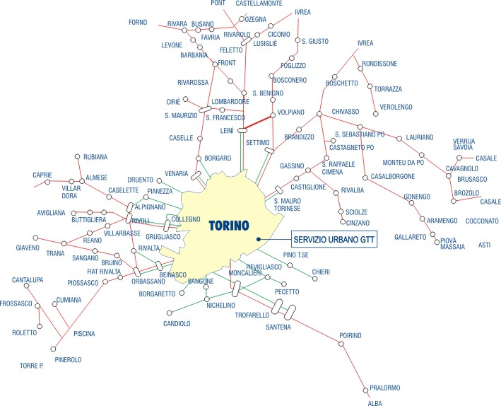 Mappe linee extraurbana Torino