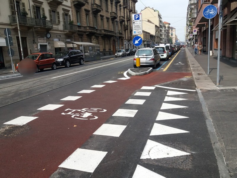 pista ciclabile via Nizza Torino