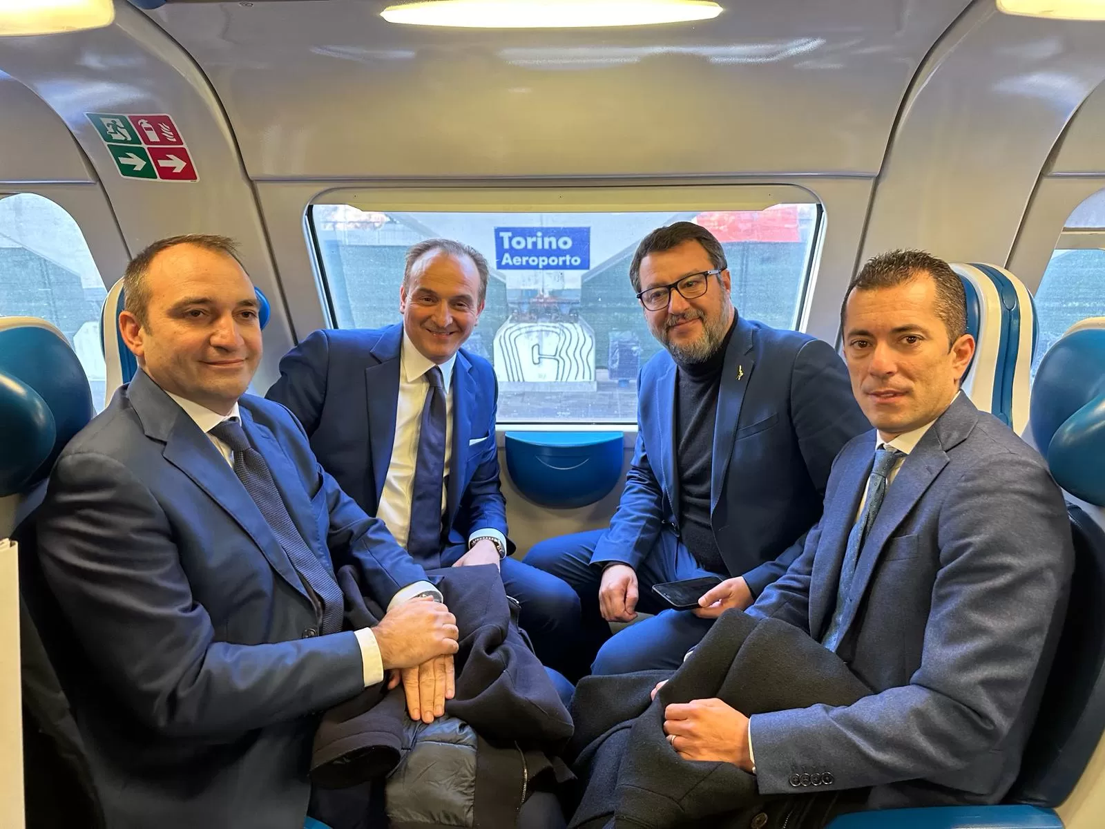Matteo Salvini, Lo Russo e Cirio in treno