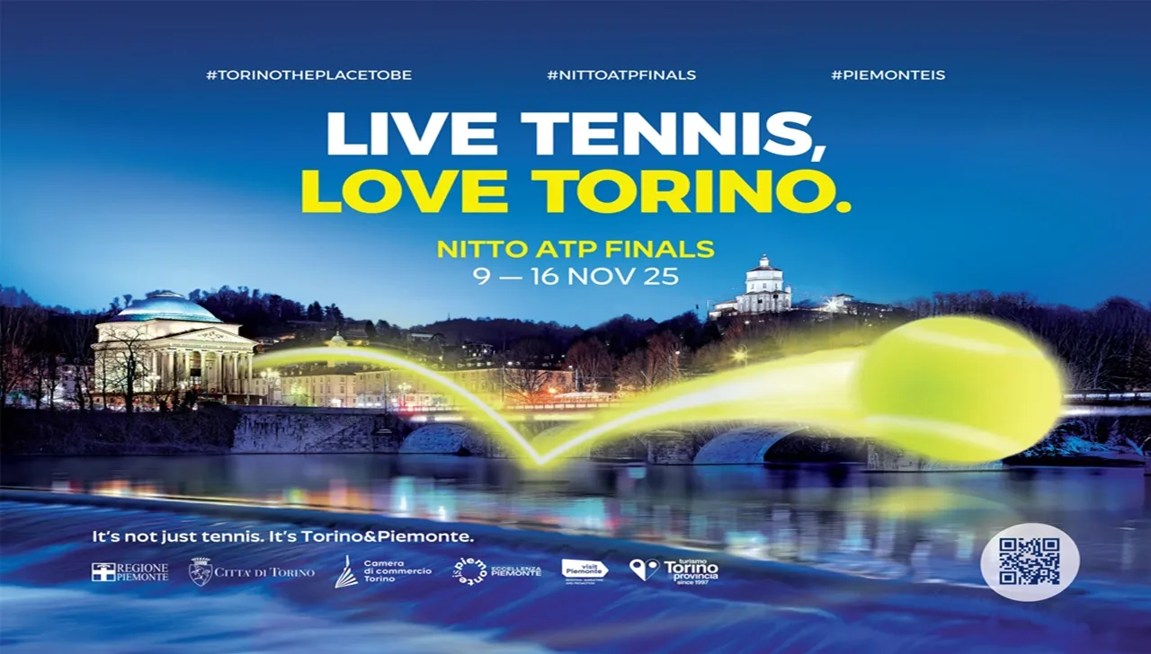 Concerti ATP Finals 2025 a Torino: visual con slogan “Live Tennis, Love Torino”, date 9–16 novembre, skyline Gran Madre e Monte dei Cappuccini
