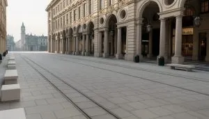 primo tratto riaperto di via Roma a Torino con nuova pavimentazione e arredo urbano